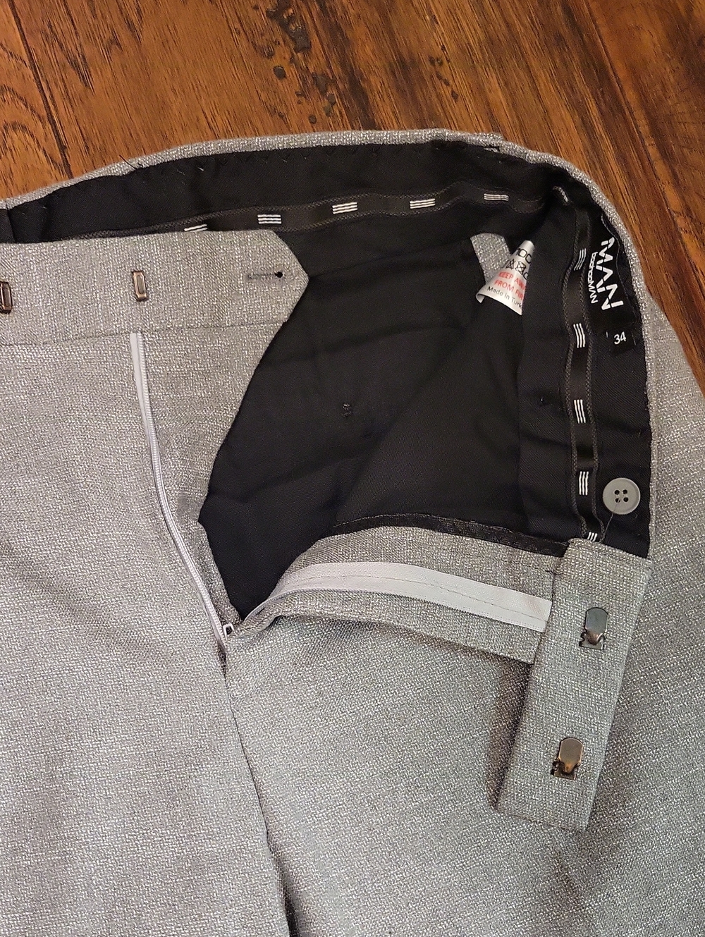 Men's Light Gray Dress Pants - Flat Front